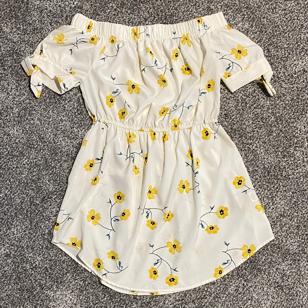 Indulge Off-Shoulder Floral Dress - White and Yellow